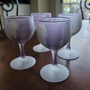 Rueven Art Nouveau Frosted Satin Port Wine Glass Set -  Vintage